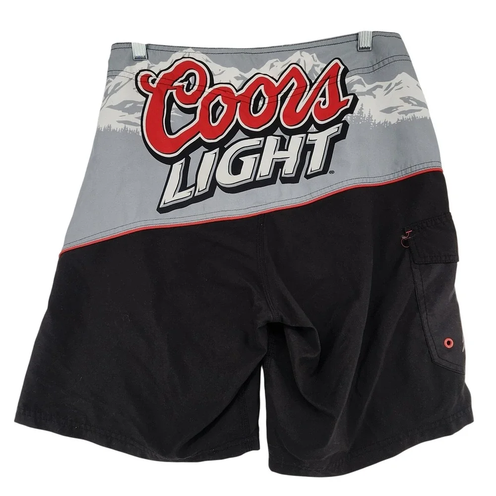 Coors Light 30 Black Grey Board Shorts Beer Logo Swim Trunks Beach Gorpcore